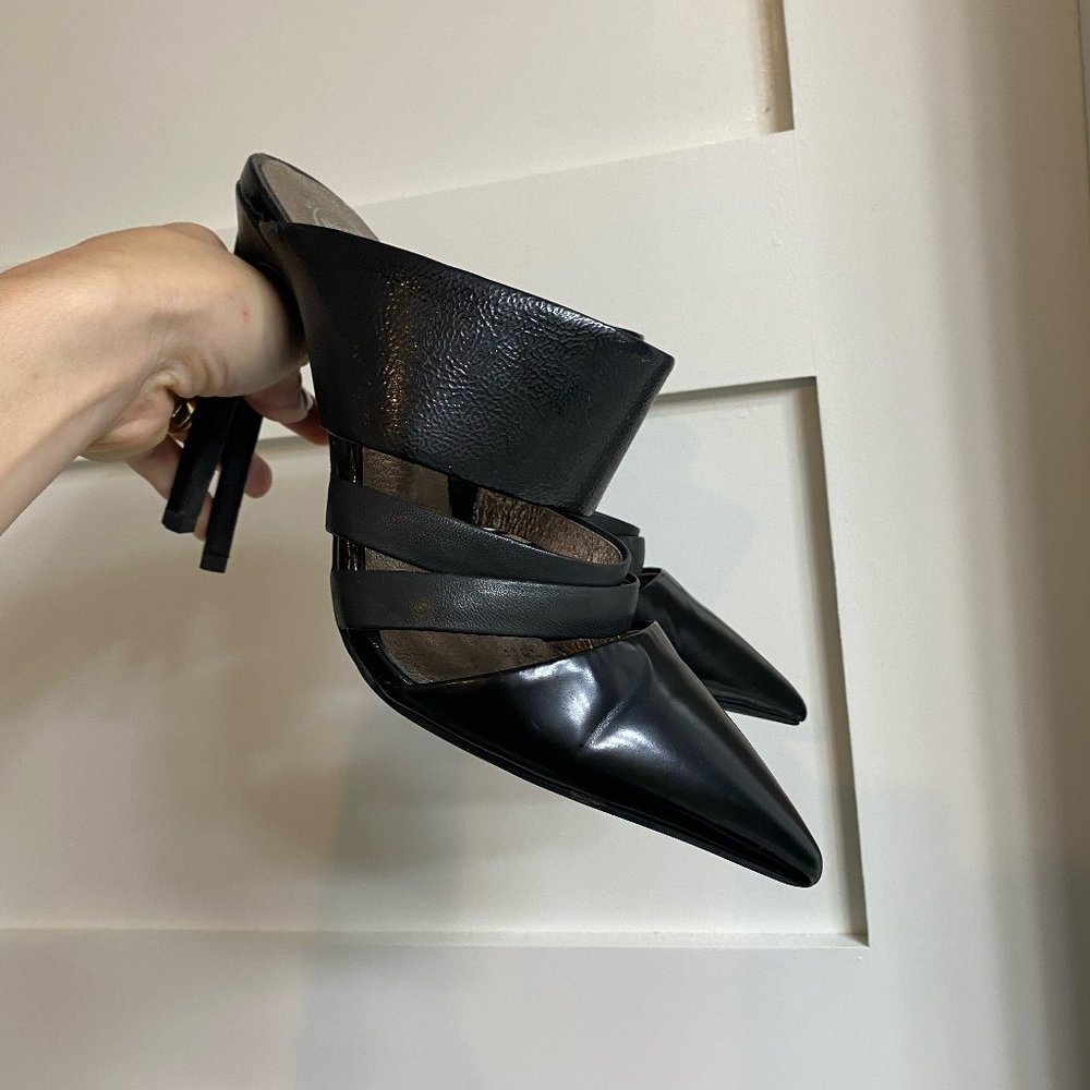 Jeffrey Campbell Black Leather Mules